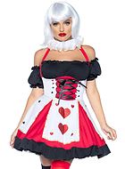 Poker girl, costume dress, lacing, cold shoulder, hearts